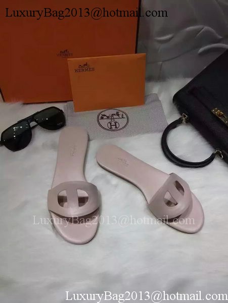 Hermes Slippers Leather HO675 Apricot