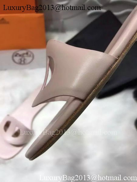 Hermes Slippers Leather HO675 Apricot