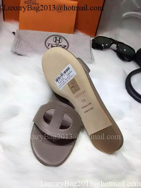 Hermes Slippers Leather HO675 Grey