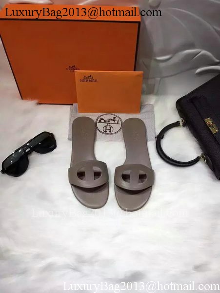 Hermes Slippers Leather HO675 Grey