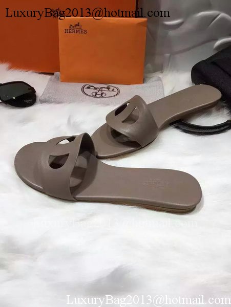 Hermes Slippers Leather HO675 Grey