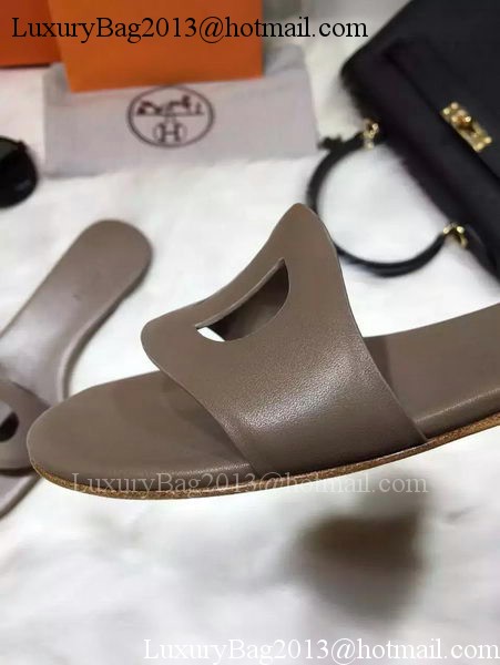 Hermes Slippers Leather HO675 Grey