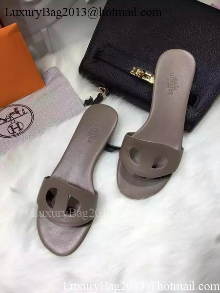 Hermes Slippers Leather HO675 Grey