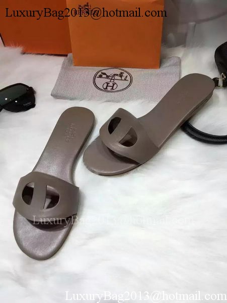 Hermes Slippers Leather HO675 Grey