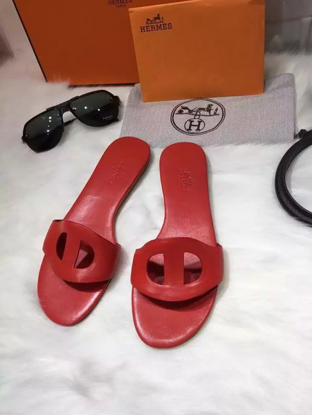 Hermes Slippers Leather HO675 Red