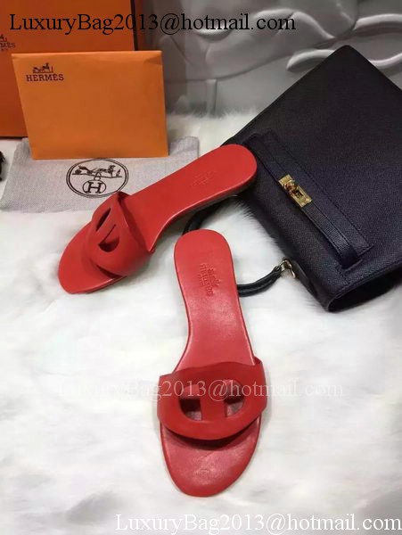 Hermes Slippers Leather HO675 Red