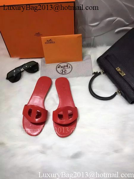 Hermes Slippers Leather HO675 Red