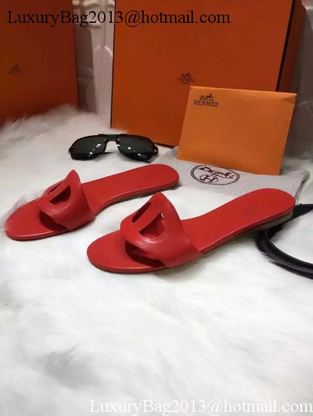 Hermes Slippers Leather HO675 Red