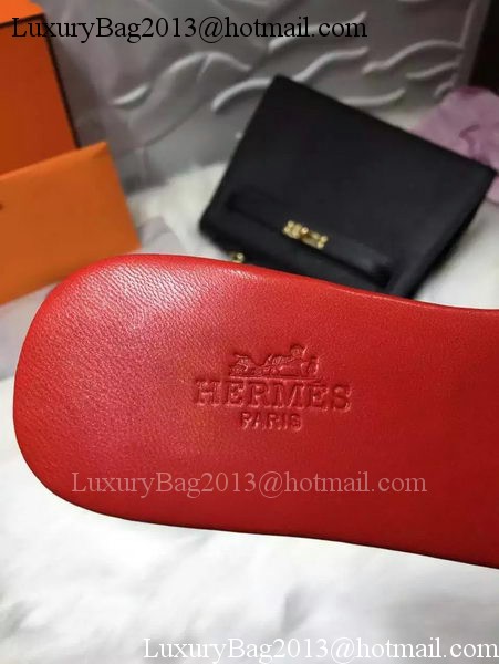 Hermes Slippers Leather HO675 Red