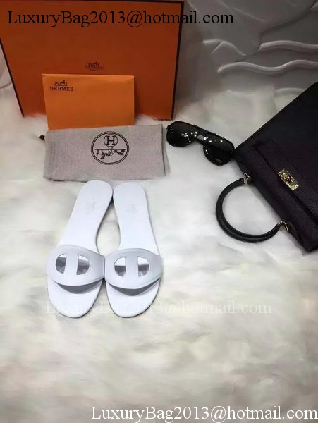 Hermes Slippers Leather HO675 White