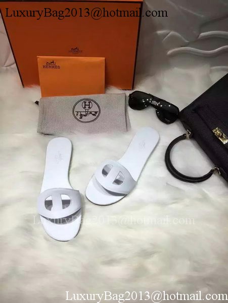 Hermes Slippers Leather HO675 White