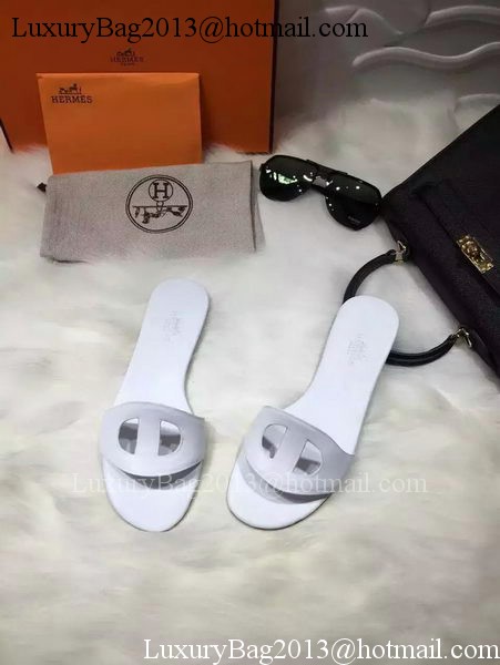 Hermes Slippers Leather HO675 White