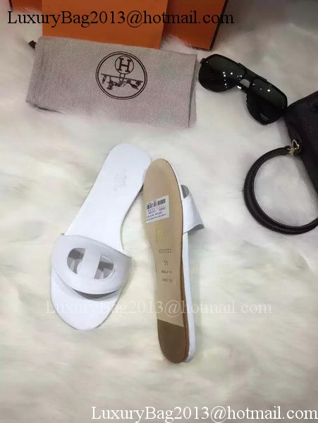 Hermes Slippers Leather HO675 White