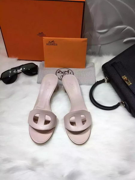 Hermes Slippers Leather HO681 Apricot