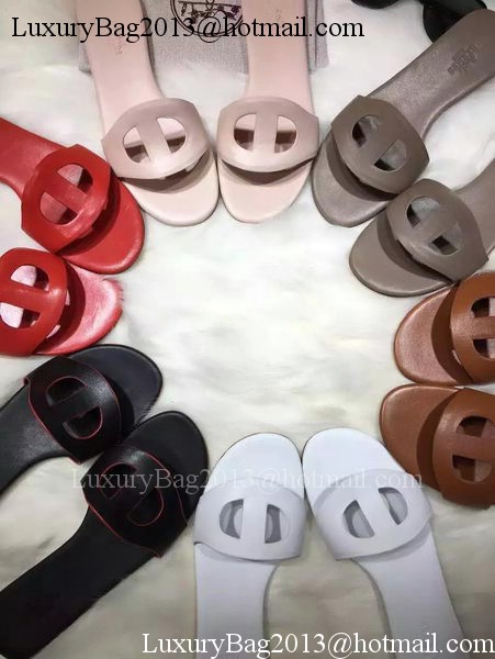 Hermes Slippers Leather HO681 Grey