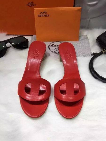 Hermes Slippers Leather HO681 Red