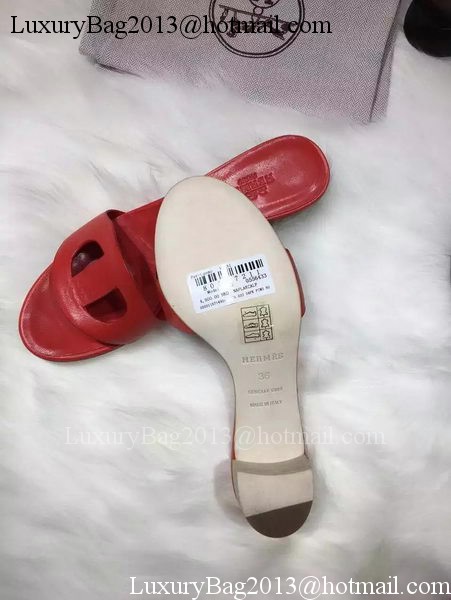 Hermes Slippers Leather HO681 Red