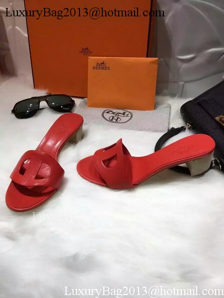 Hermes Slippers Leather HO681 Red