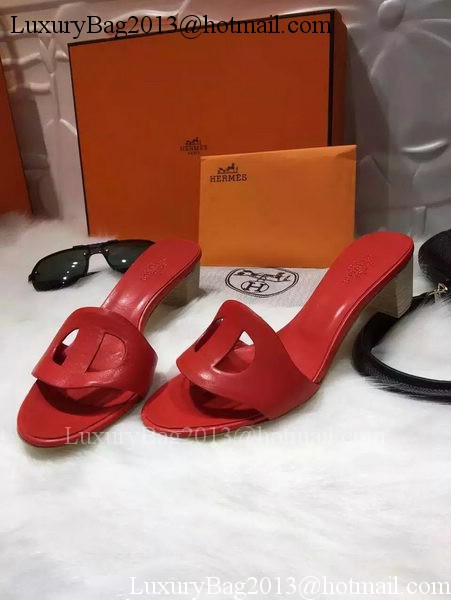 Hermes Slippers Leather HO681 Red