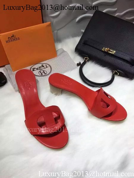 Hermes Slippers Leather HO681 Red