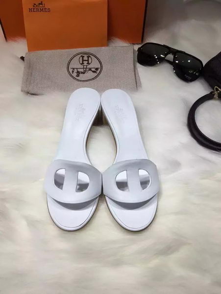 Hermes Slippers Leather HO681 White