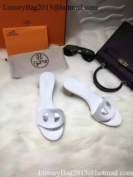 Hermes Slippers Leather HO681 White