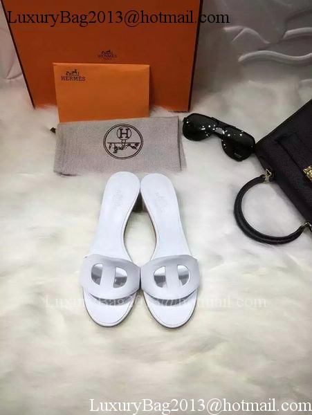 Hermes Slippers Leather HO681 White