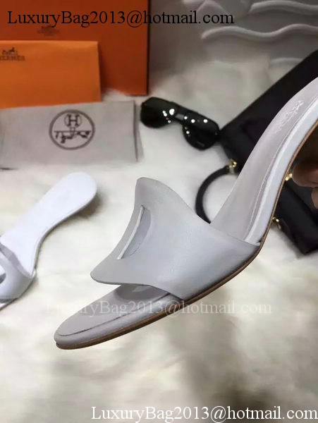Hermes Slippers Leather HO681 White