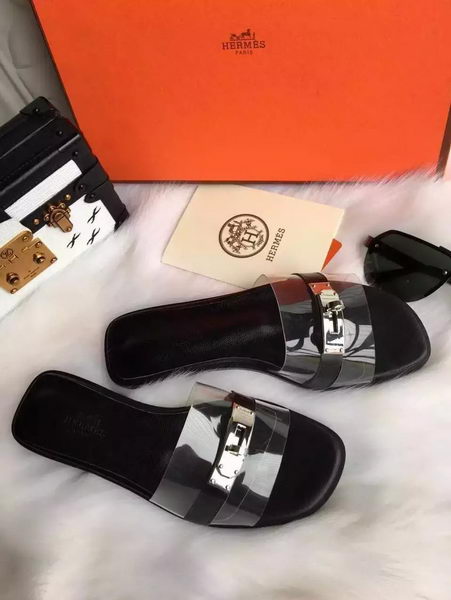 Hermes Slippers Leather HO687 Black