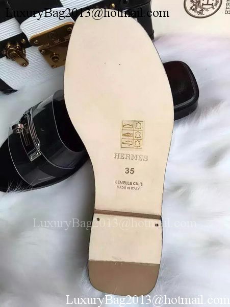 Hermes Slippers Leather HO687 Black