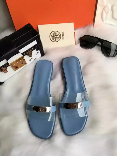 Hermes Slippers Leather HO687 Blue