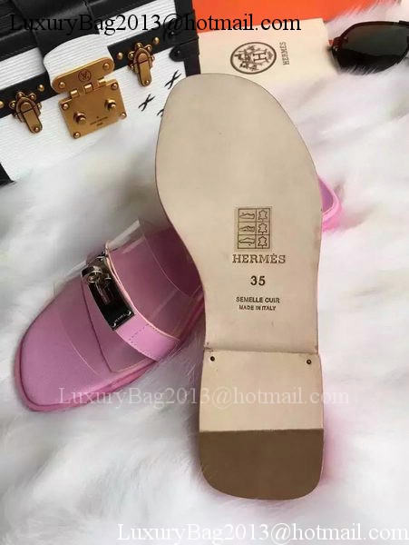 Hermes Slippers Leather HO687 Pink