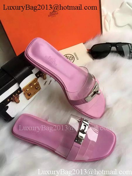 Hermes Slippers Leather HO687 Pink