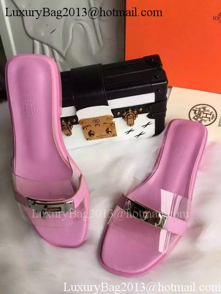 Hermes Slippers Leather HO687 Pink