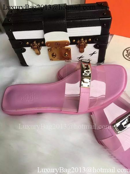 Hermes Slippers Leather HO687 Pink