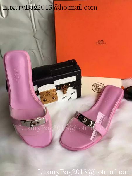 Hermes Slippers Leather HO687 Pink