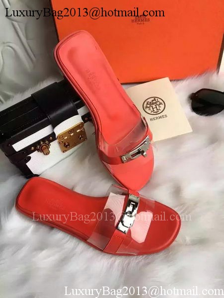 Hermes Slippers Leather HO687 Red