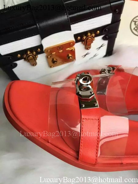 Hermes Slippers Leather HO687 Red