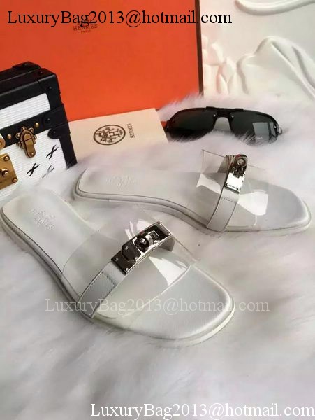 Hermes Slippers Leather HO687 White