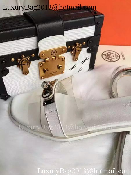 Hermes Slippers Leather HO687 White