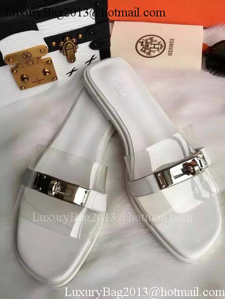 Hermes Slippers Leather HO687 White
