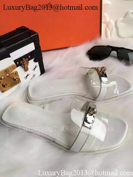 Hermes Slippers Leather HO687 White