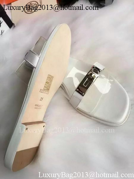 Hermes Slippers Leather HO687 White