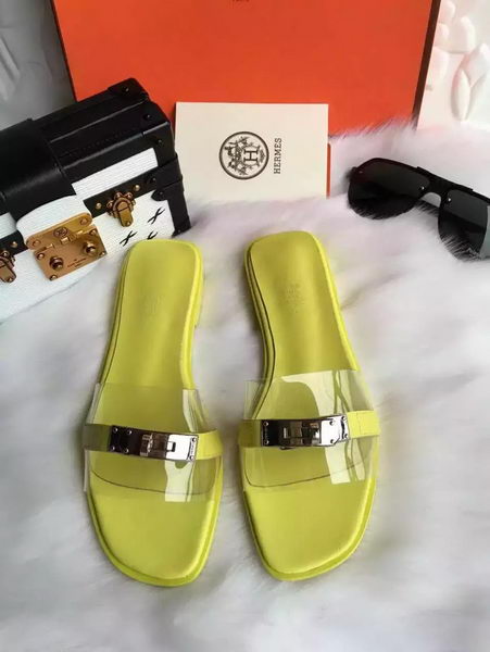 Hermes Slippers Leather HO687 Yellow