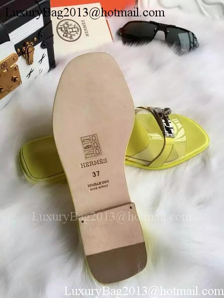 Hermes Slippers Leather HO687 Yellow