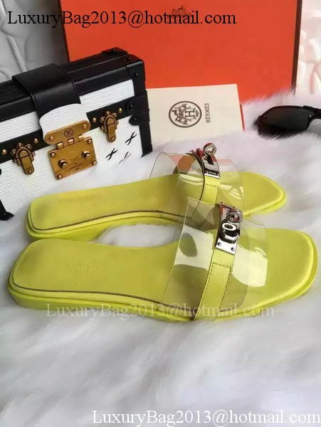 Hermes Slippers Leather HO687 Yellow