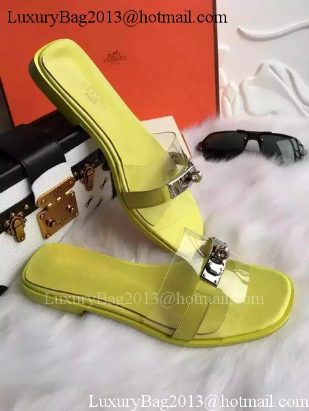 Hermes Slippers Leather HO687 Yellow