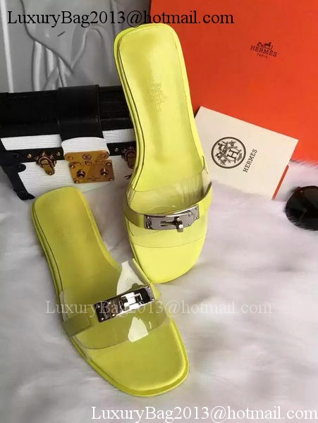 Hermes Slippers Leather HO687 Yellow