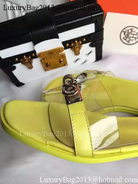 Hermes Slippers Leather HO687 Yellow