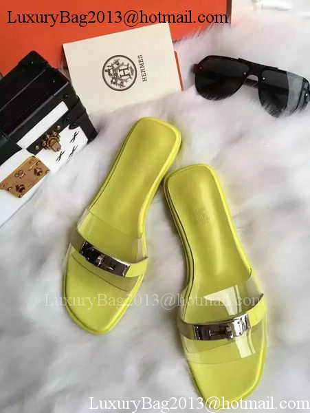 Hermes Slippers Leather HO687 Yellow